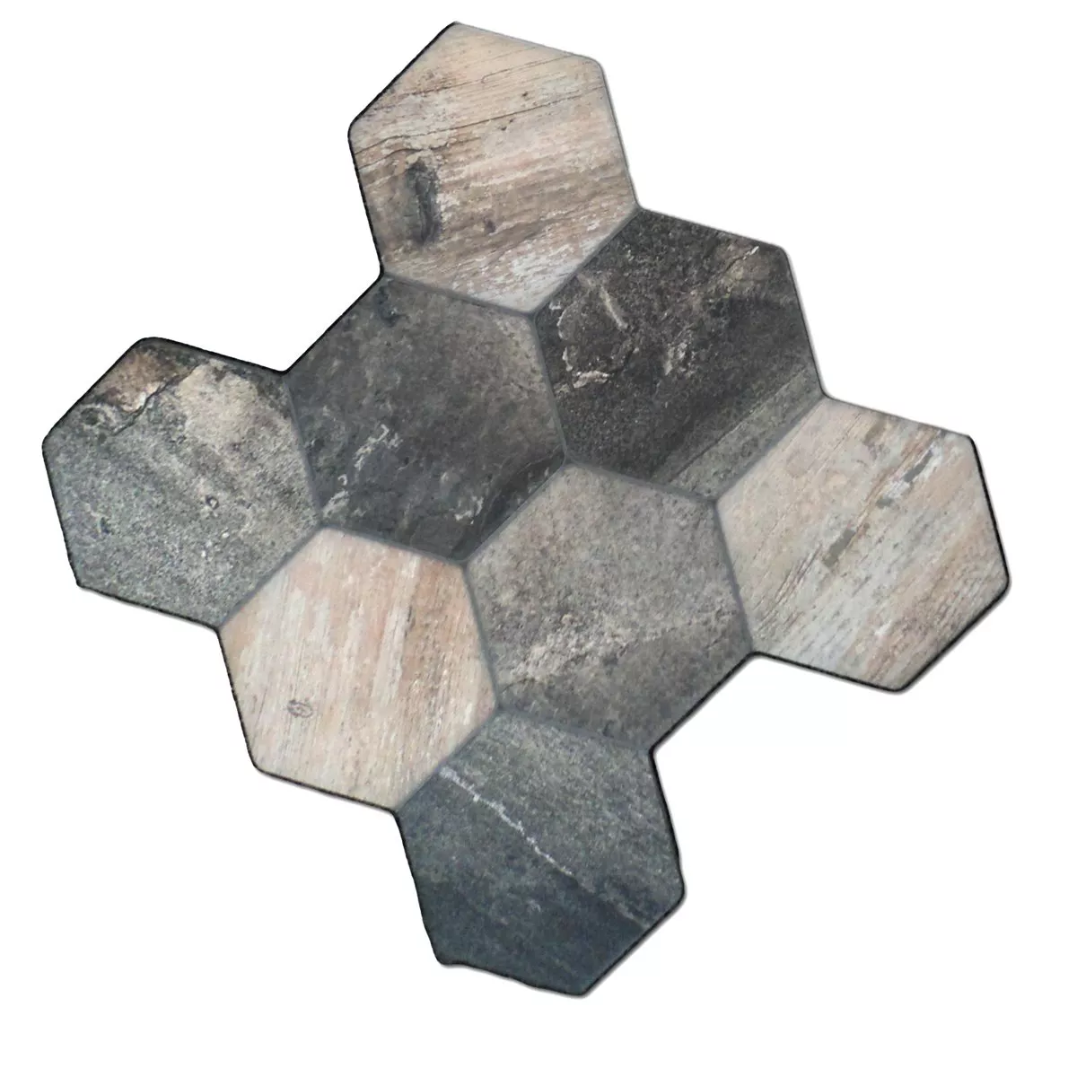 Bodenfliesen Hexagon Old Wood Optik 45x45cm