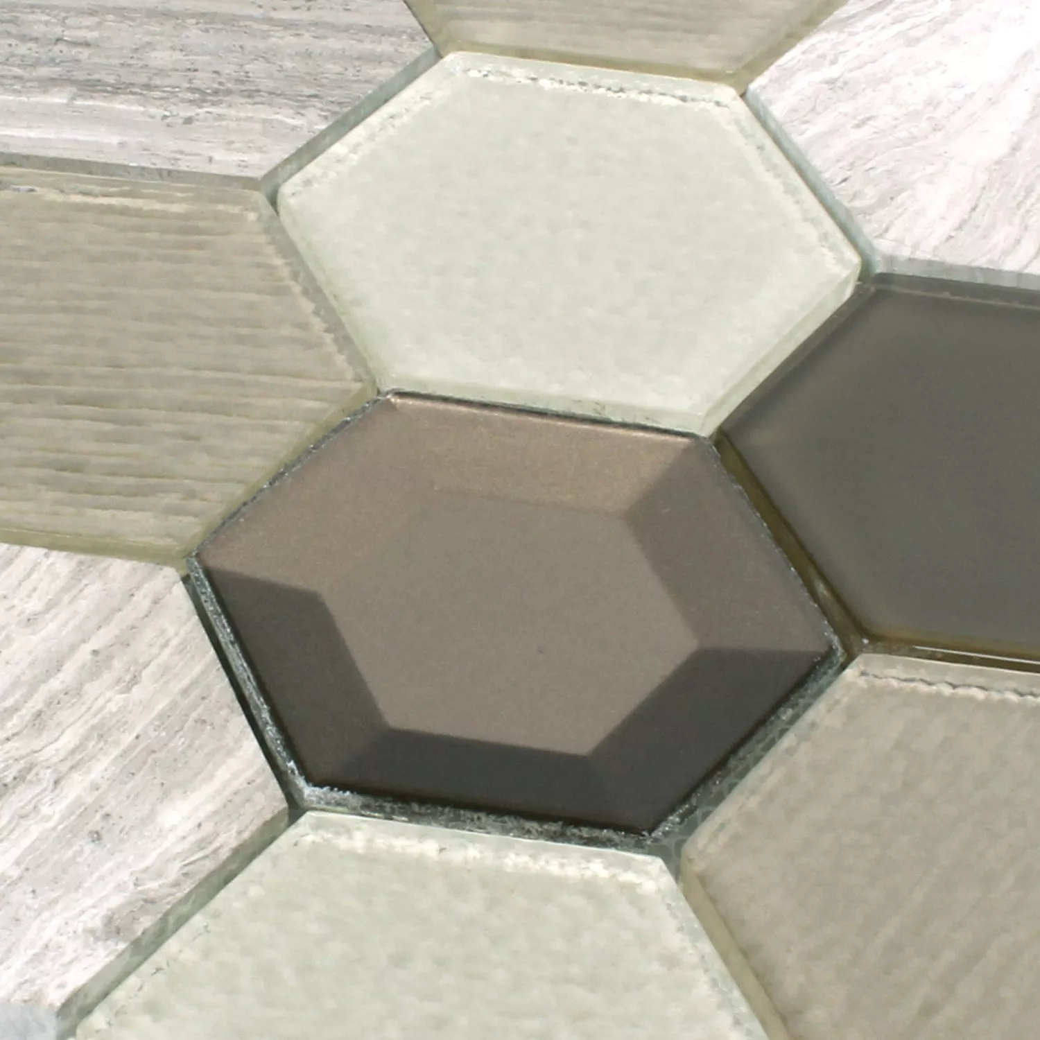 Mosaikfliesen Concrete Glas Naturstein 3D Beige