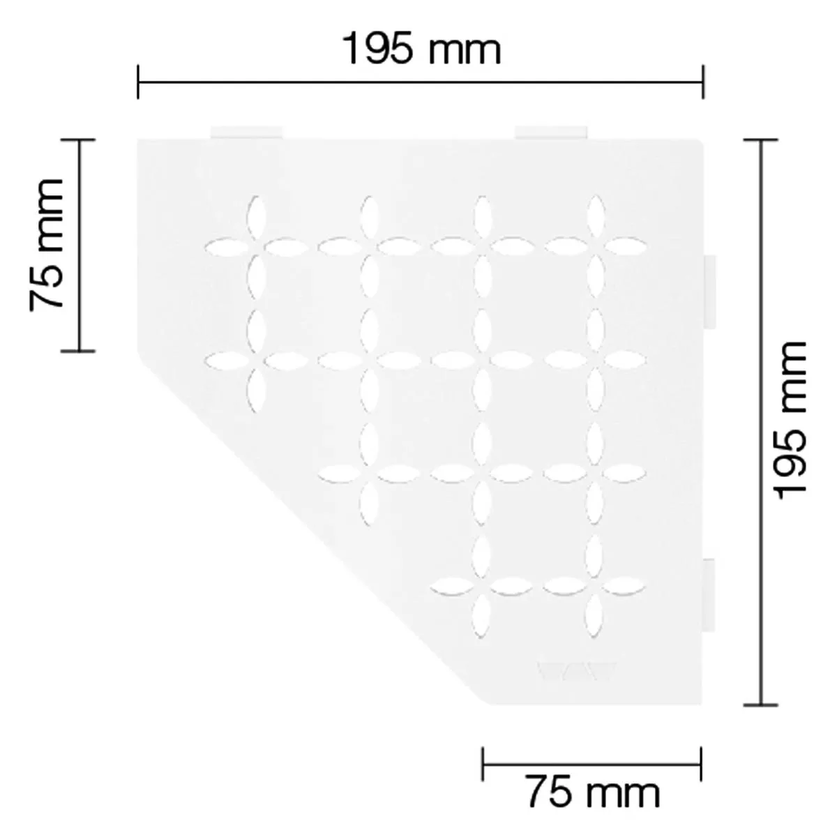 Wandablage Duschablage Schlüter 5eck 19,5x19,5cm Floral Weiß