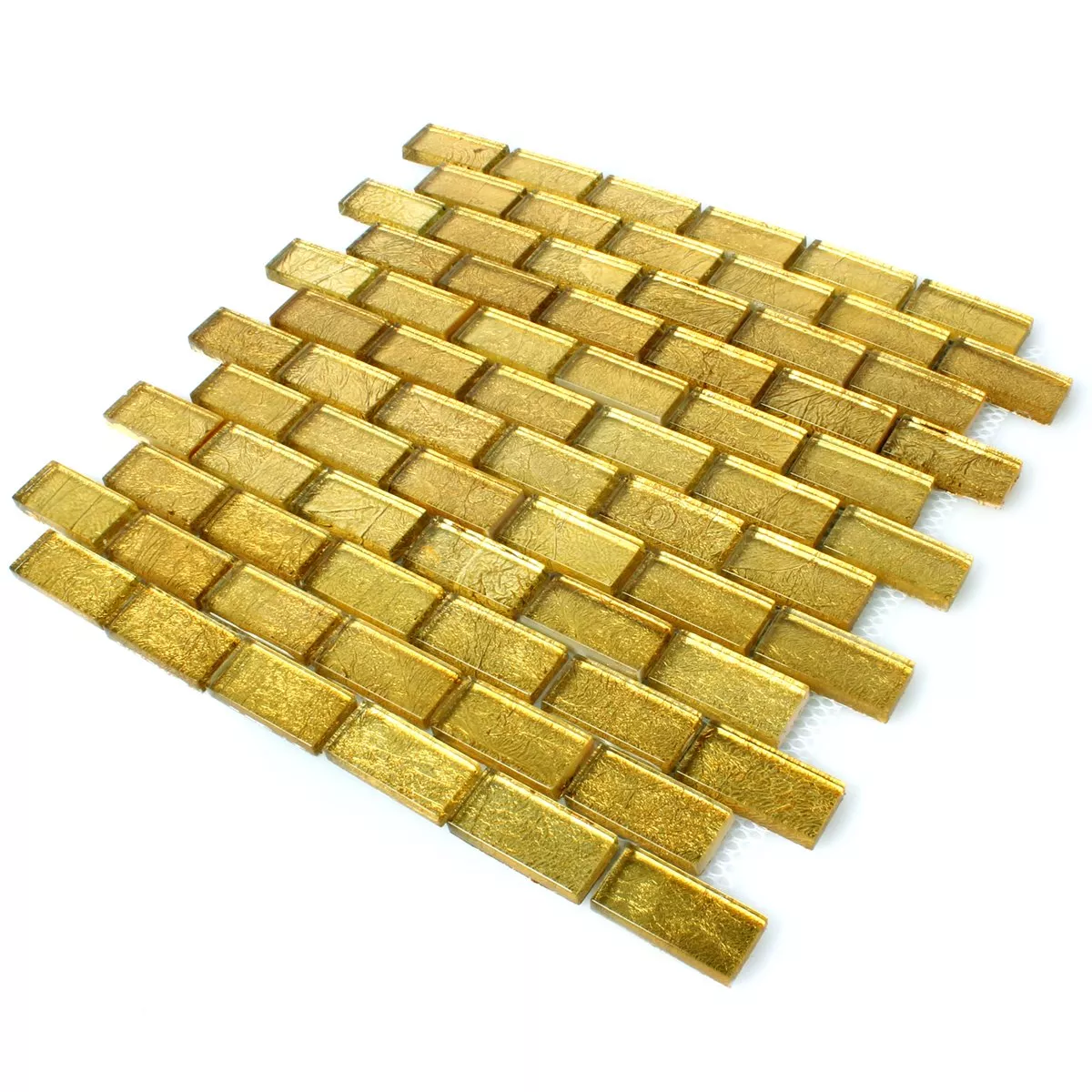 Glasmosaik Fliesen Gold 23x48x8mm