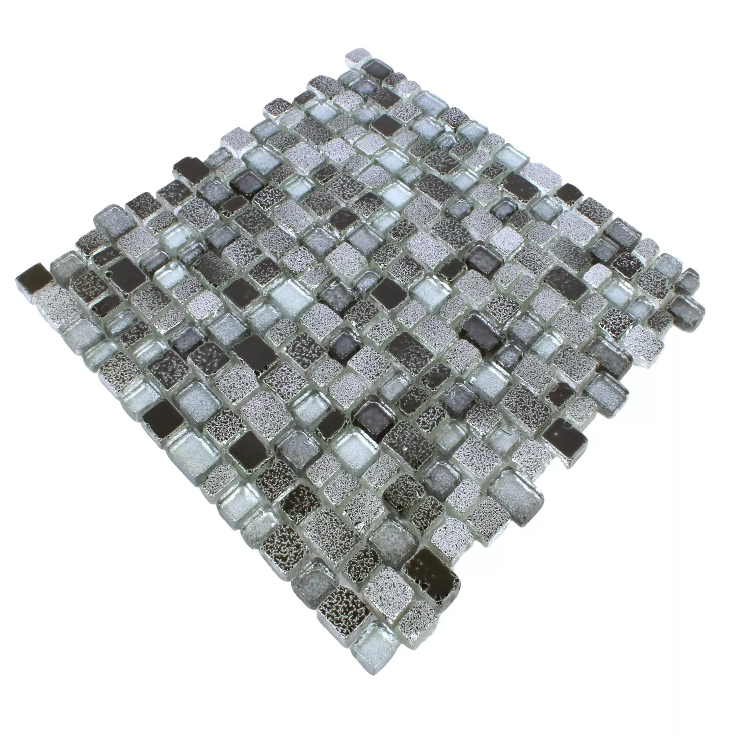 Mosaikfliesen Glas Roxy Schwarz Silber