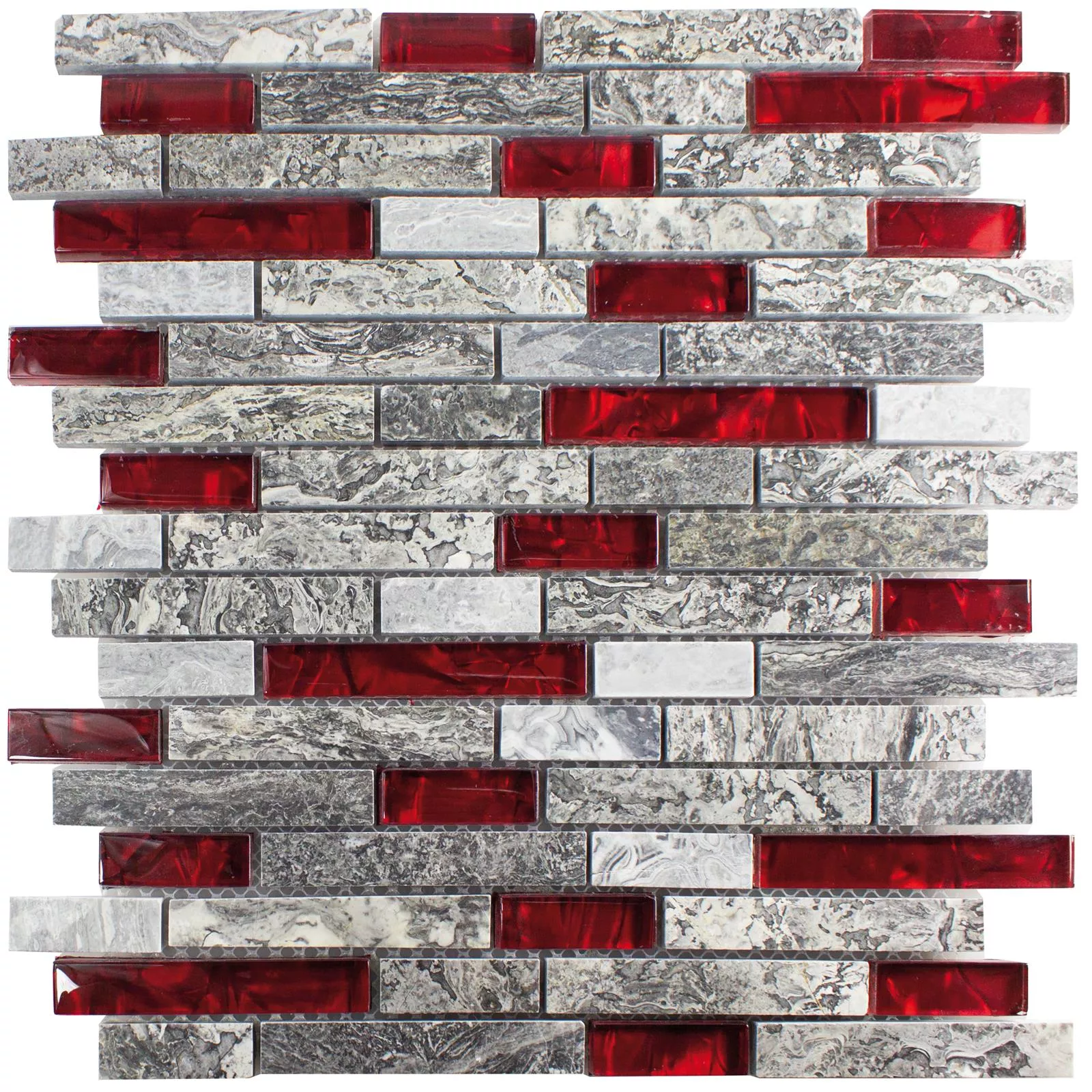 Glasmosaik Natursteinfliesen Manavgat Grau Rot Brick