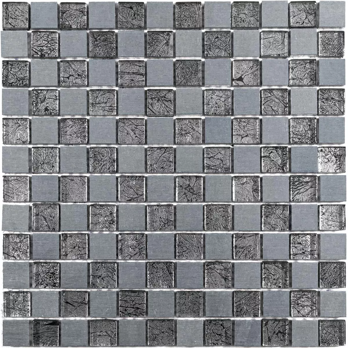 Muster von Glas Aluminium Mosaik Fliesen Eldorien Silber-Grau