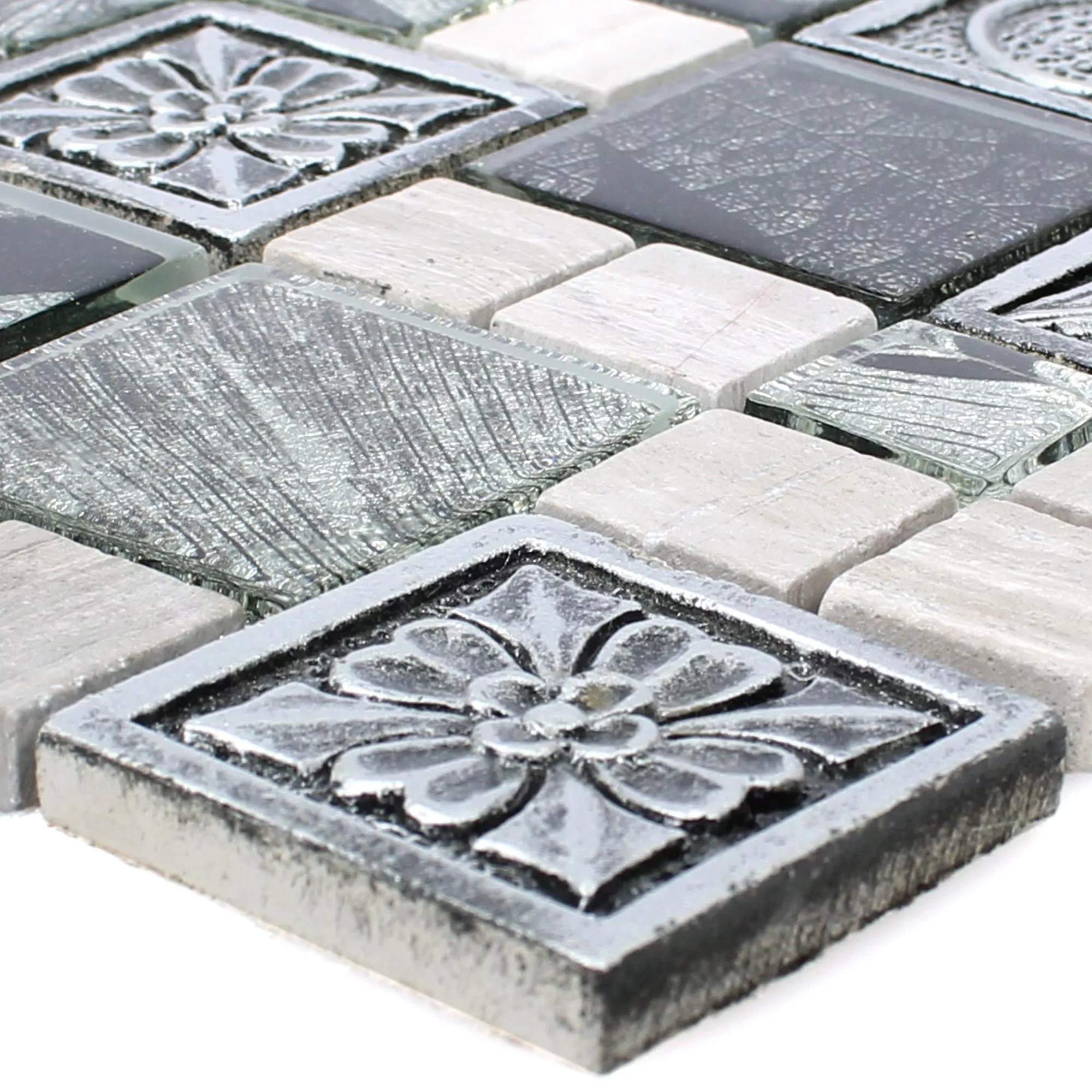 Mosaik Levanzo Glas Resin Ornament Mix Silver Mosaik Levanzo Glas Resin Ornament Mix Silver