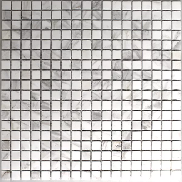 Mosaikfliesen Marmor 15x15x8mm Weiss Poliert