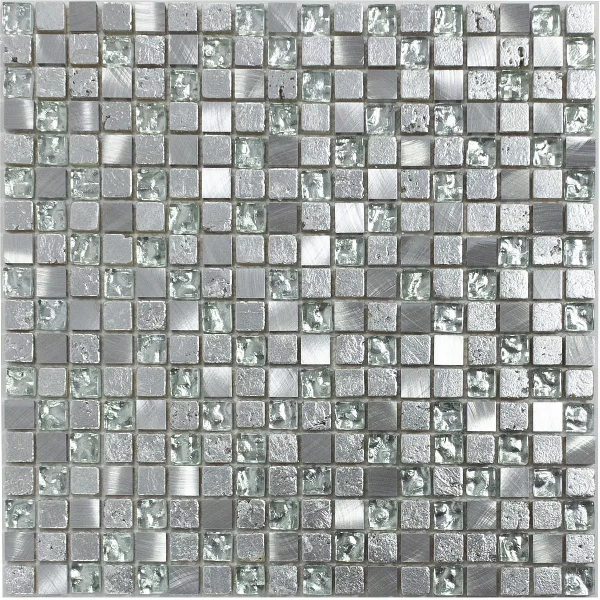 Muster von Glas Aluminium Resin Mosaikfliesen Stilo Silber