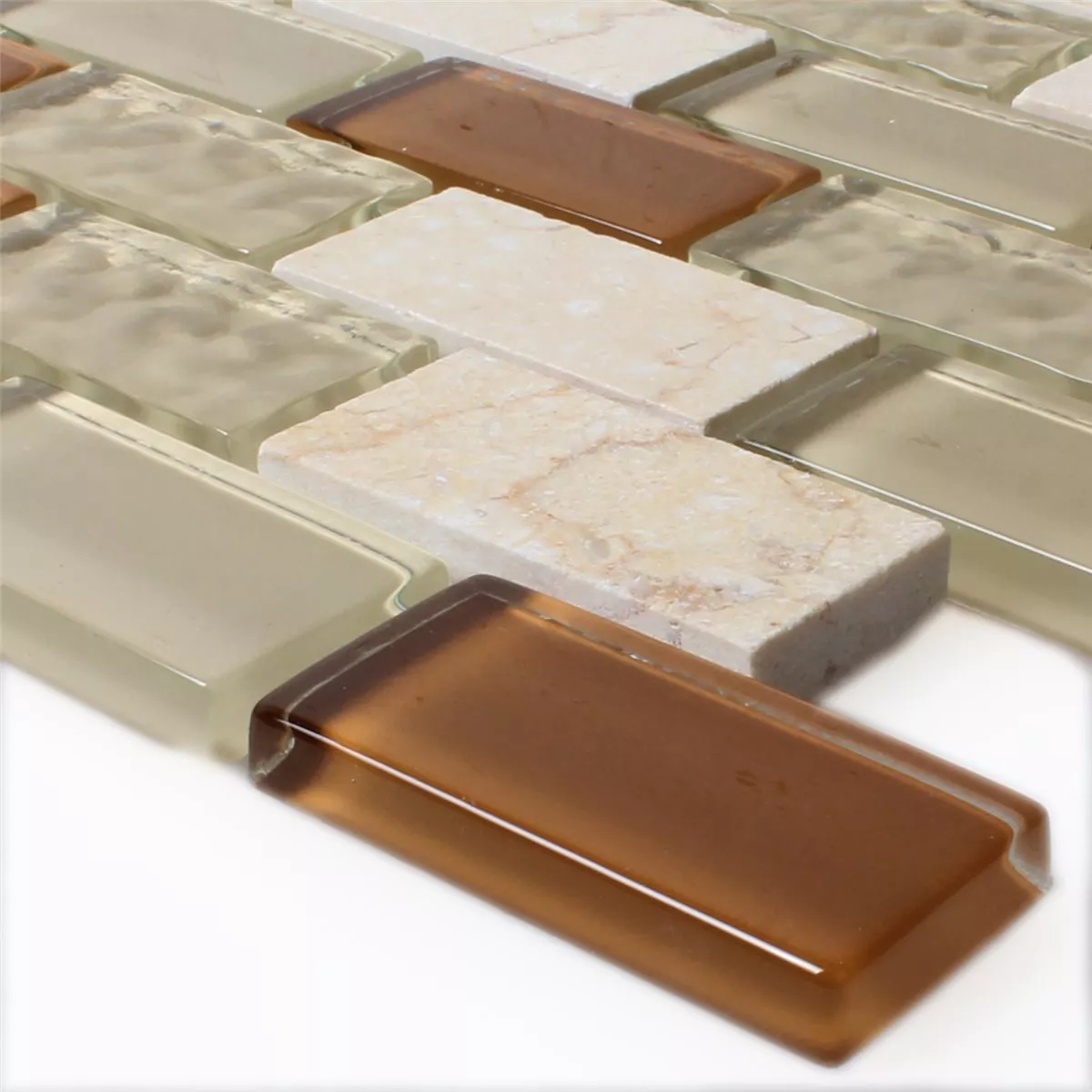 Mosaikfliesen Glas Marmor Beige Mix