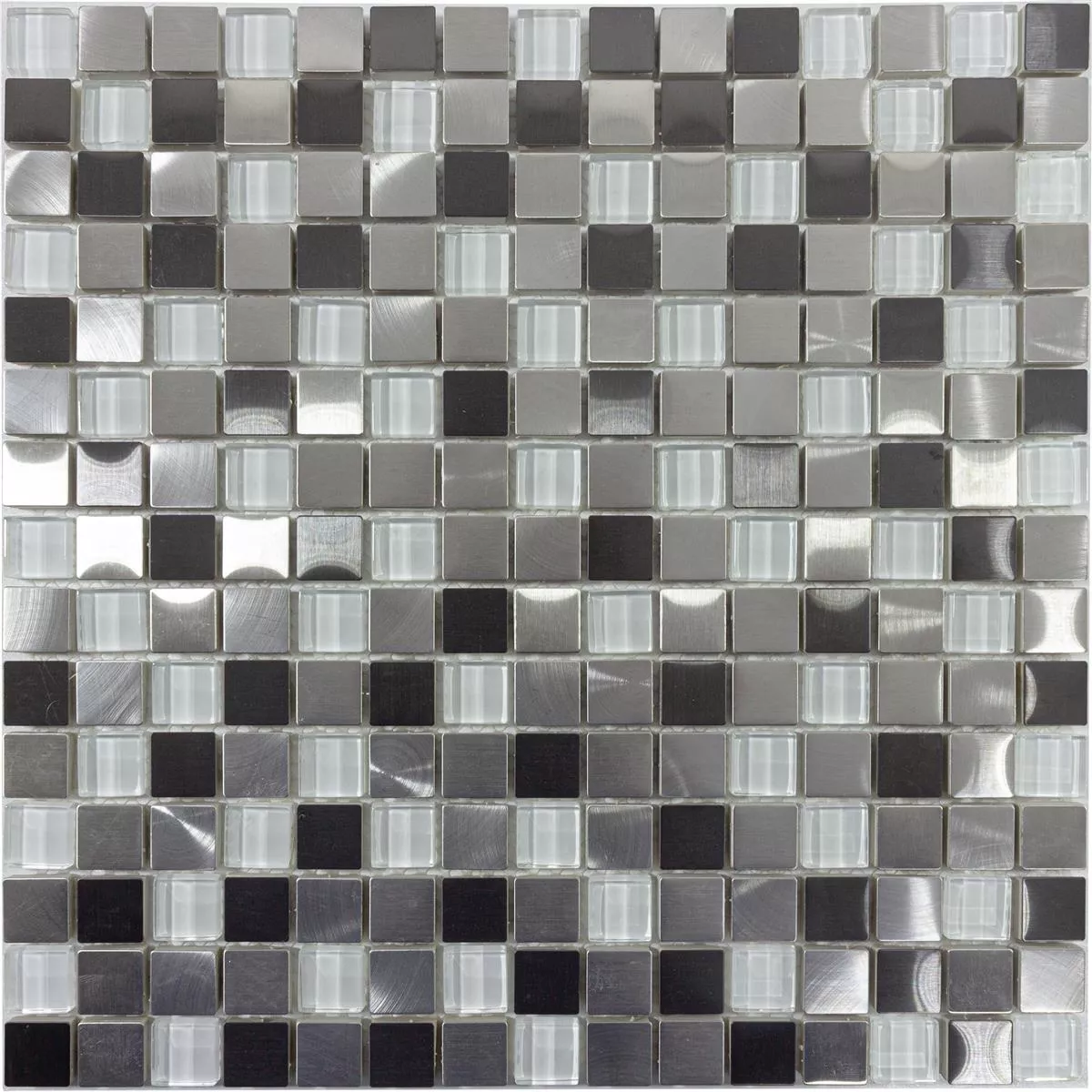 Glas Metall Edelstahl Mosaikfliesen Stella Weiß Silber