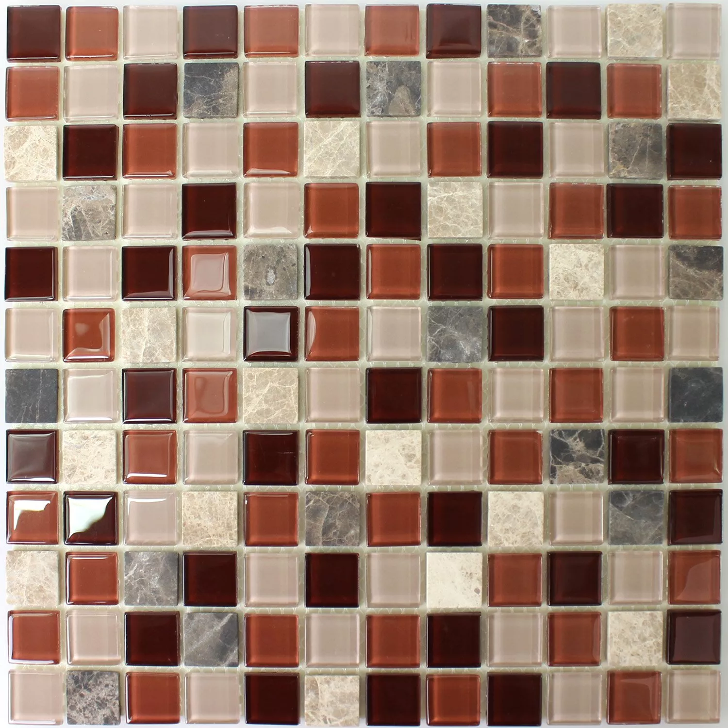 Selbstklebende Mosaikfliesen Naturstein Glas Beige Braun Emperador