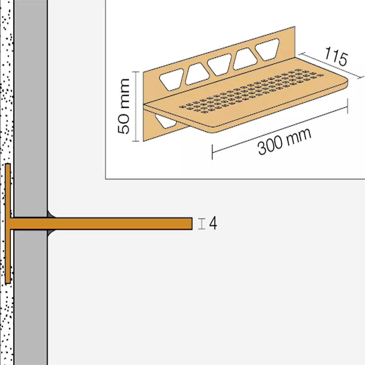 Duschablage Wandablage Schlüter Rechteck 30x11,5cm Floral Weiß