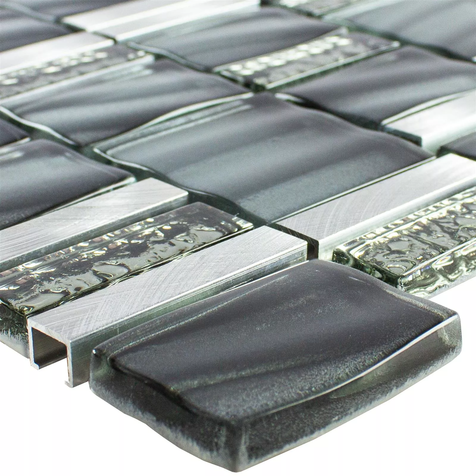 Glas Metall Mosaik Union Grå Silver Glas Metall Mosaik Union Grå Silver