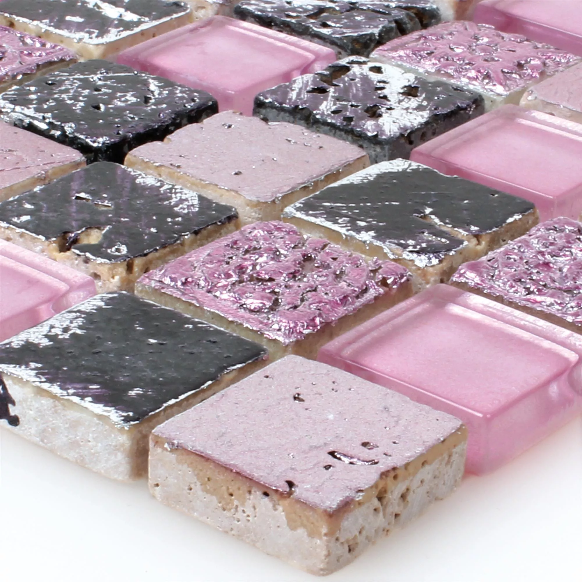 Glas Naturstein Mosaikfliesen Colicos Pink Rosa Schwarz Glas Naturstein Mosaikfliesen Colicos Pink Rosa Schwarz