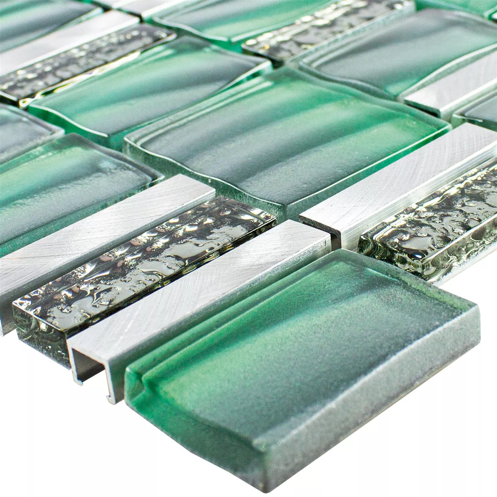 Glas Metall Mosaik Union Grön Silver Glas Metall Mosaik Union Grön Silver