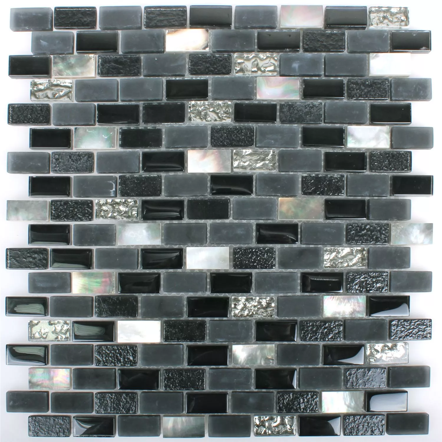 Mosaikfliesen Gondomar Glas Muschel Mix Schwarz