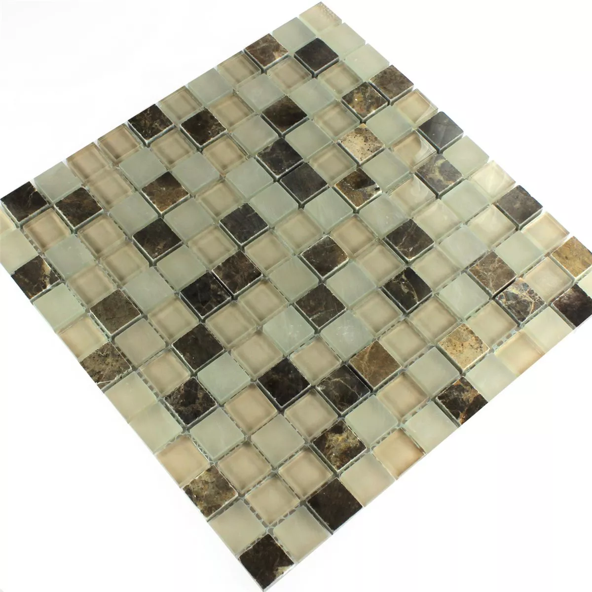 Mosaikfliesen Glas Marmor Quebeck Braun 23x23x8mm