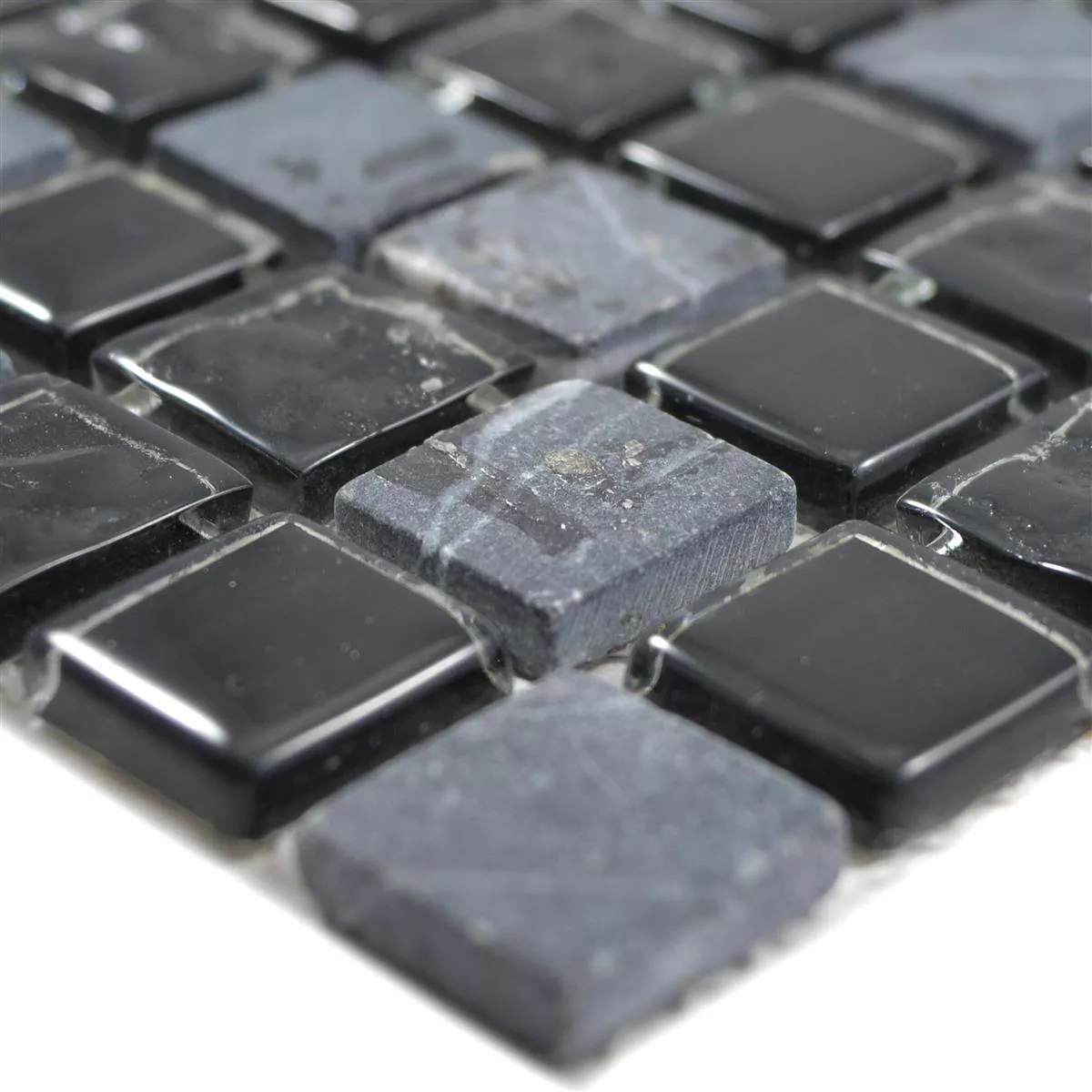 Glas Natursten Mosaik Zekova Svart Grå Glas Natursten Mosaik Zekova Svart Grå