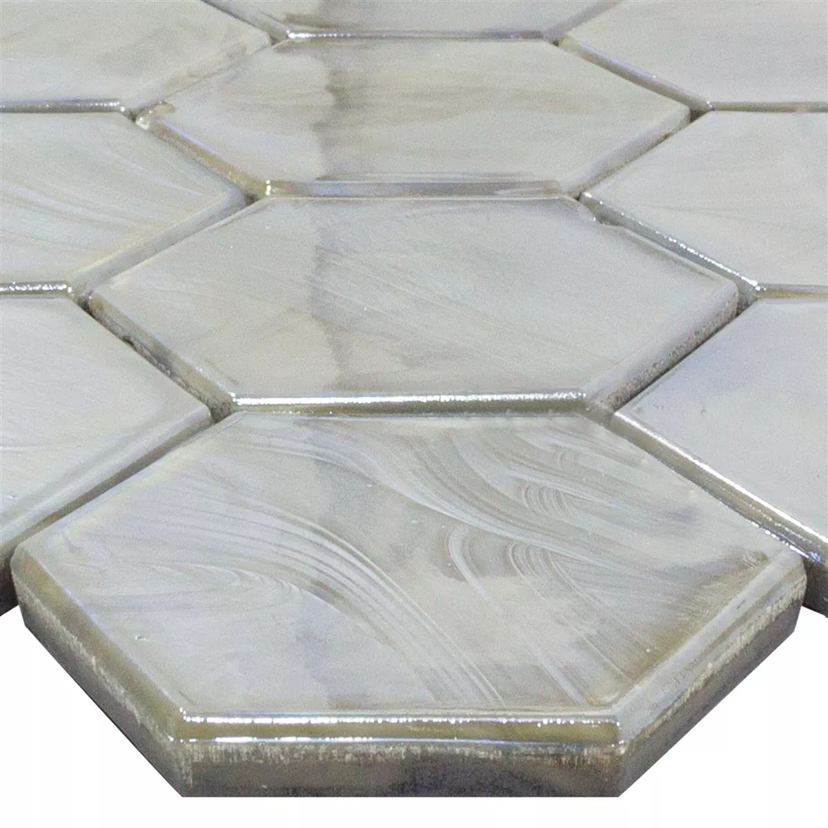 Glasmosaik Plattor Andalucia Hexagon Grå Glasmosaik Plattor Andalucia Hexagon Grå