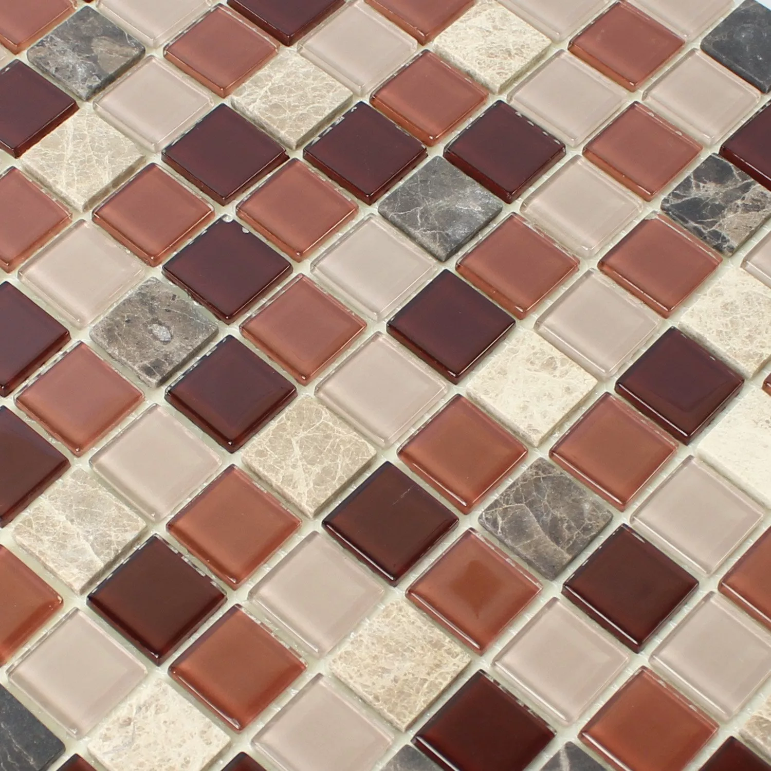 Selbstklebende Mosaikfliesen Naturstein Glas Beige Braun Emperador