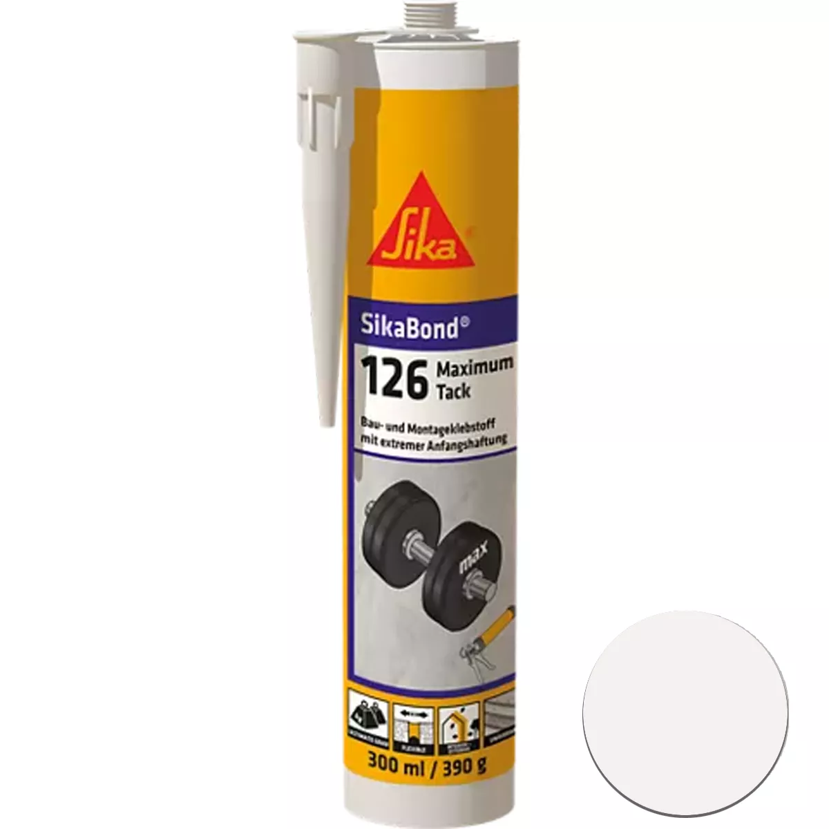 Sikabond-126 Maximum Tack Elastischer Klebstoff Weiß 300 ml