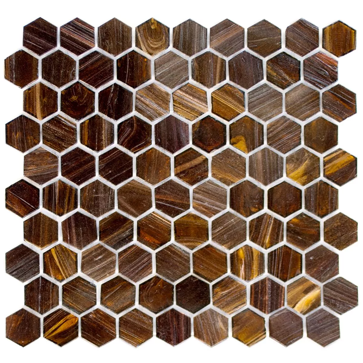 Glasmosaik Plattor Trend-Vi Hexagon 270 Mörkbrun
