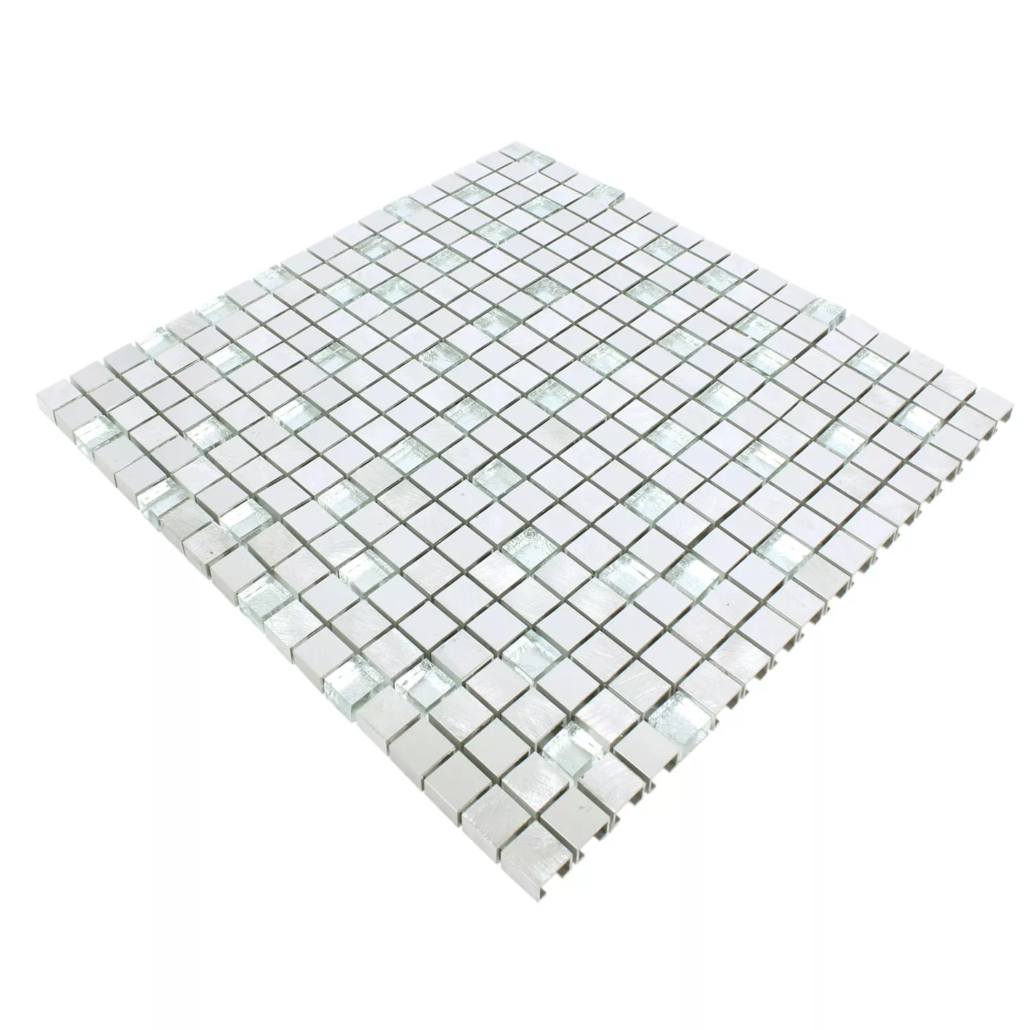 Mosaikfliesen Lissabon Aluminium Glas Mix Silber