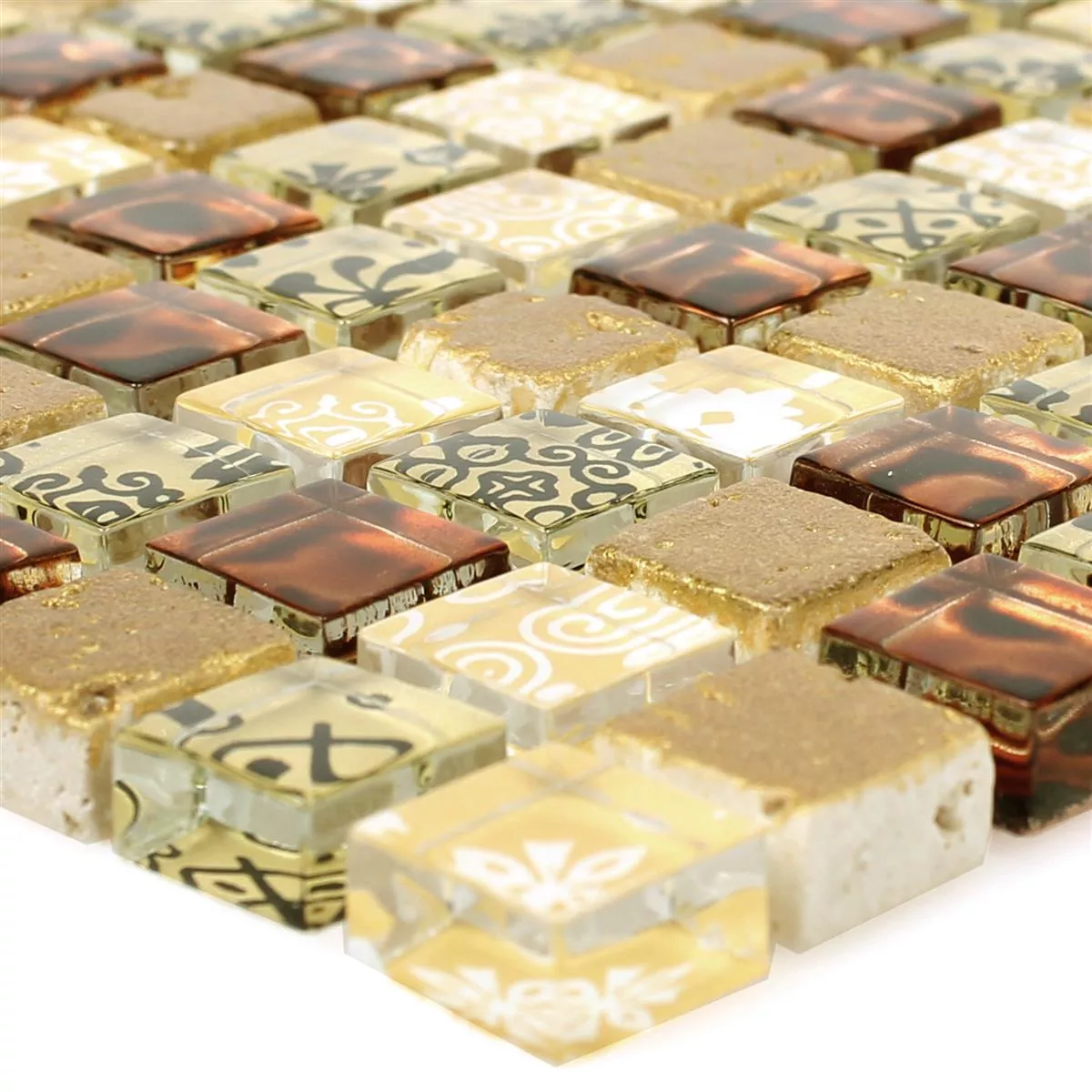 Glas Resin Mosaik Diemel Beige Röd Glas Resin Mosaik Diemel Beige Röd
