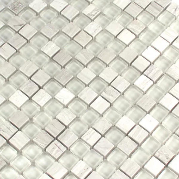 Mosaikfliesen Glas Marmor Grau Mix 15x15x8mm