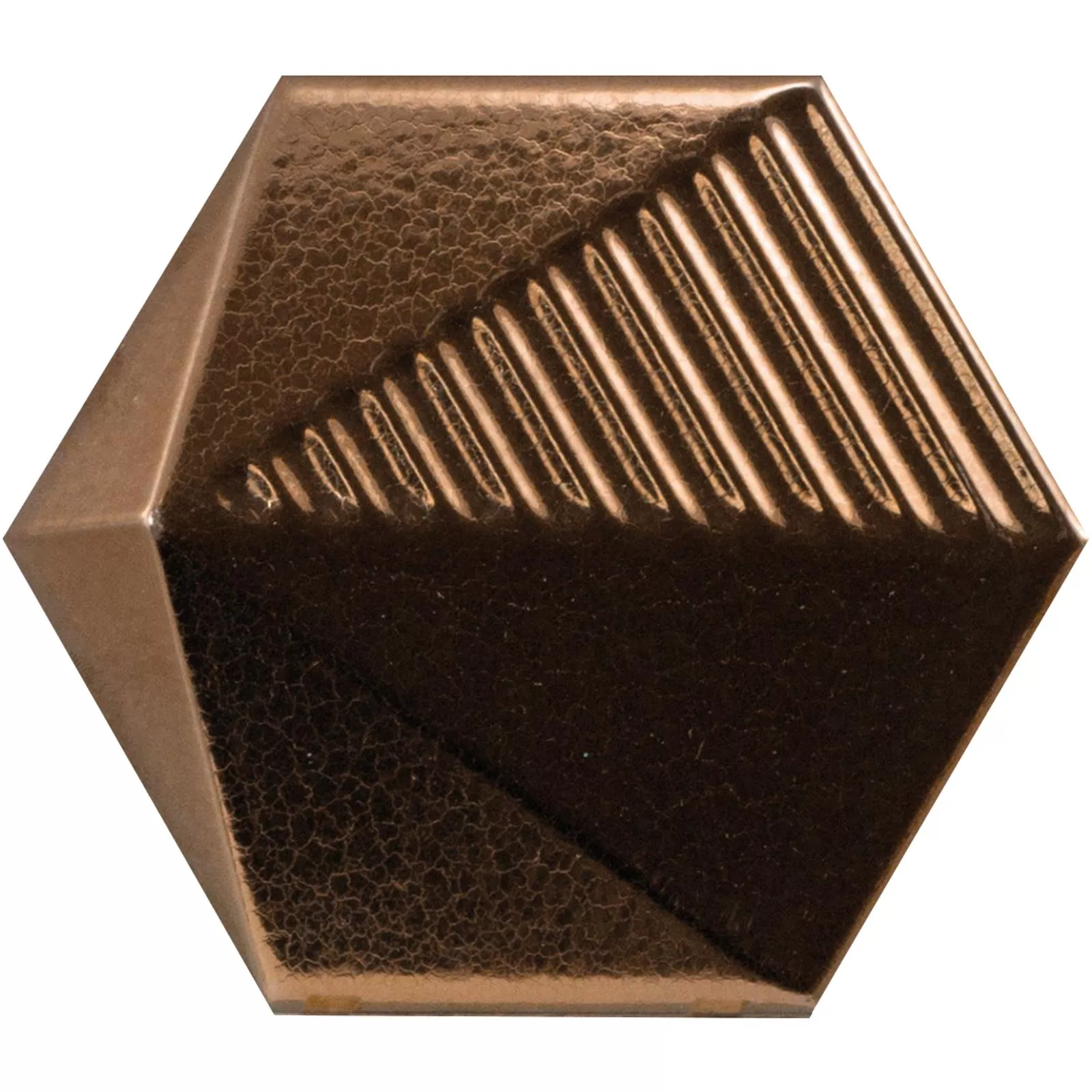 Wandfliesen Rockford 3D Hexagon 12,4x10,7cm Kupfer