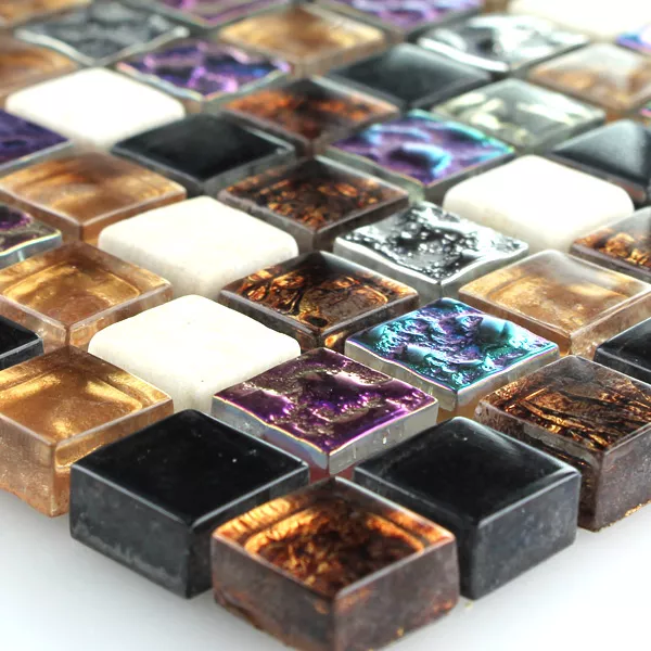 Mosaik Glas Marmor Färgrik Mix 15x15x8mm Mosaik Glas Marmor Färgrik Mix 15x15x8mm