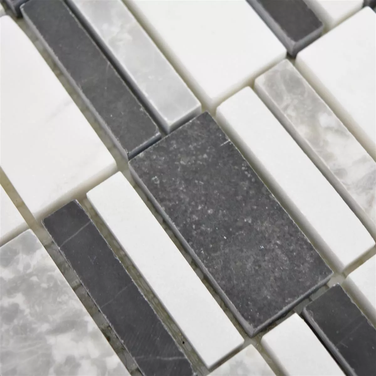 Marmor Mosaikfliesen Sunbury Schwarz Grau Weiss