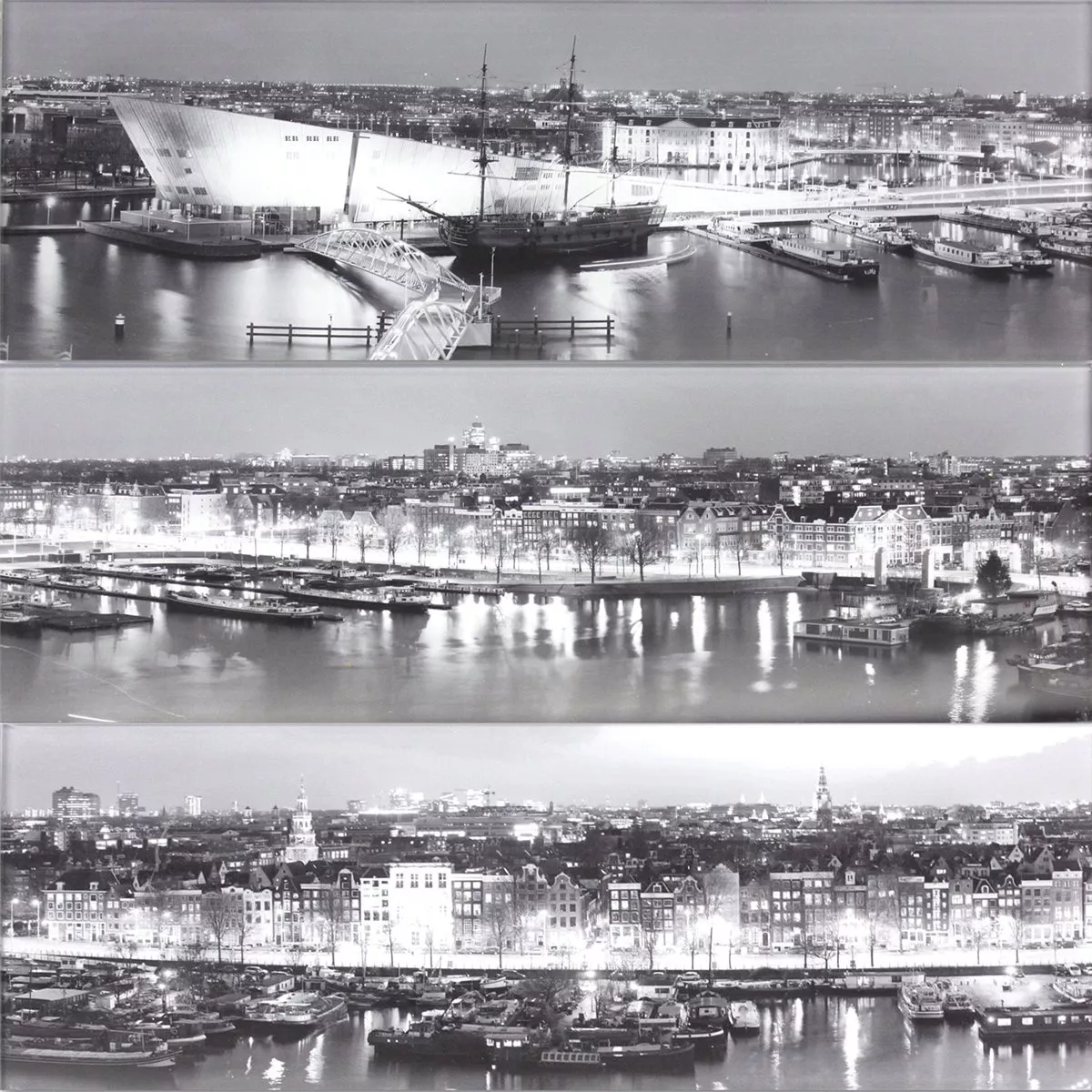 Amsterdam Harbour Panaroma Glas Effekt Kakel Set Om Tre Amsterdam Harbour Panaroma Glas Effekt Kakel Set Om Tre