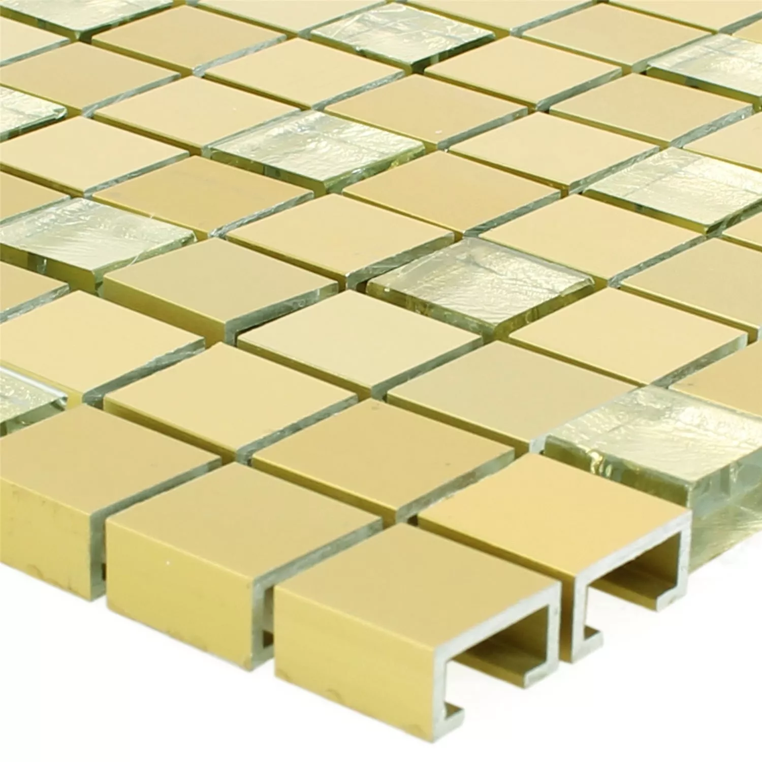 Mosaikfliesen Lissabon Aluminium Glas Mix Gold