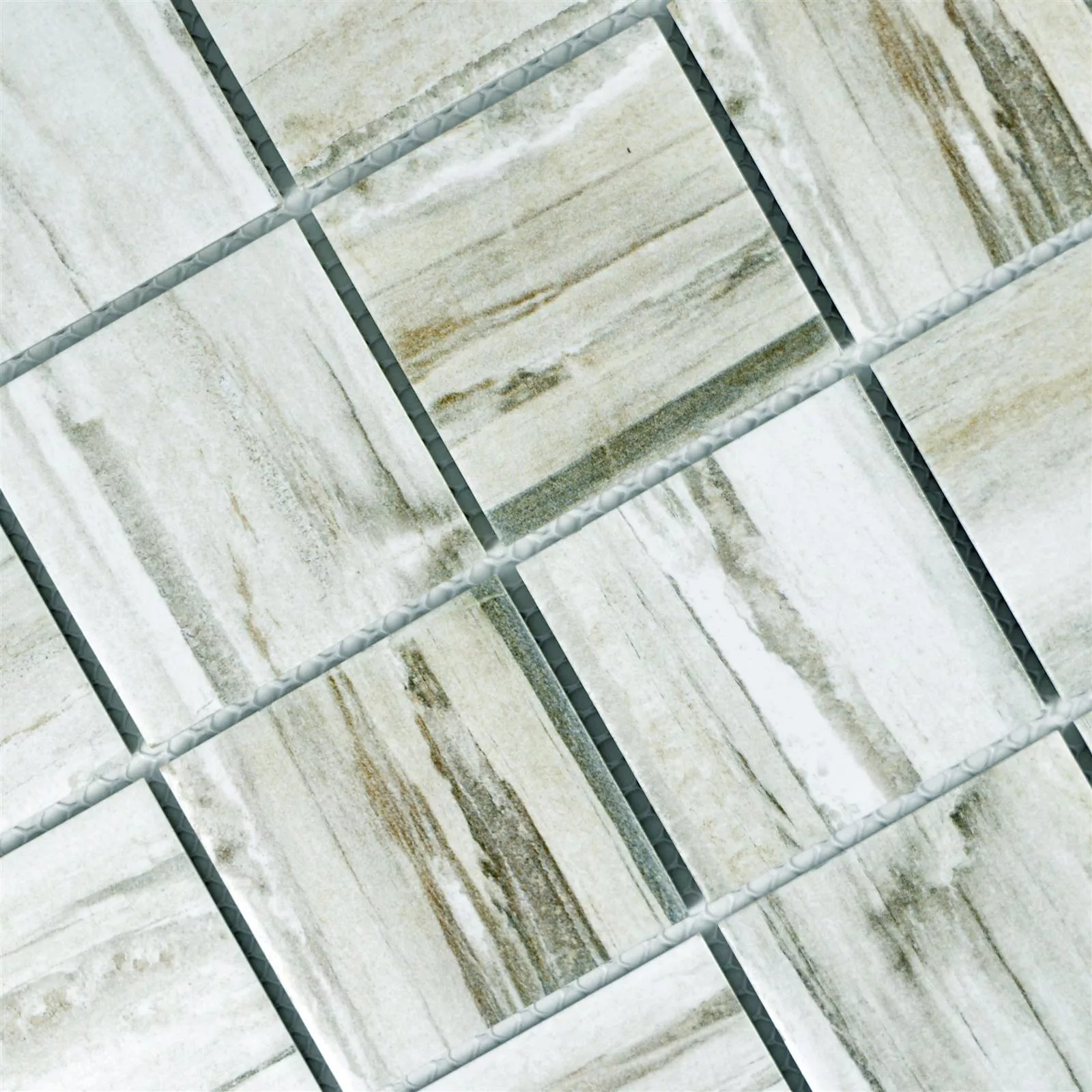 Keramik Holzoptik Mosaikfliesen Norfolk Weiss Quadrat