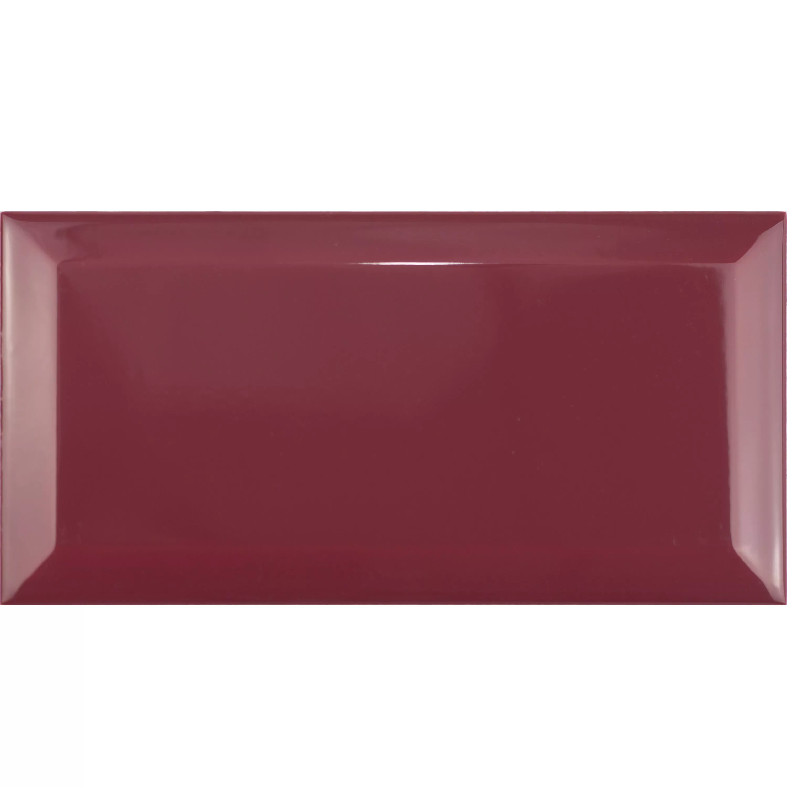 Metro Wandfliesen Brussel Facette 10x20x0,7cm Rojo Burdeos