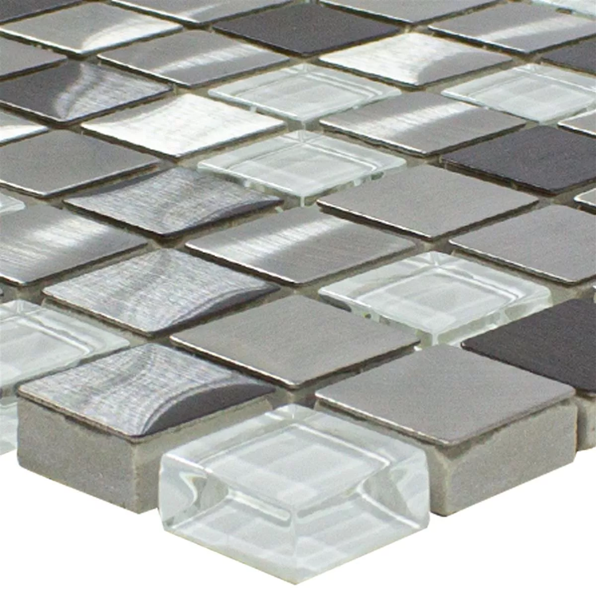 Glas Metall Rostfritt Stål Mosaik Stella Vit Silver Glas Metall Rostfritt Stål Mosaik Stella Vit Silver