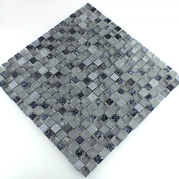 Muster von Mosaikfliesen Escimo Glas Naturstein Mix Grey Black