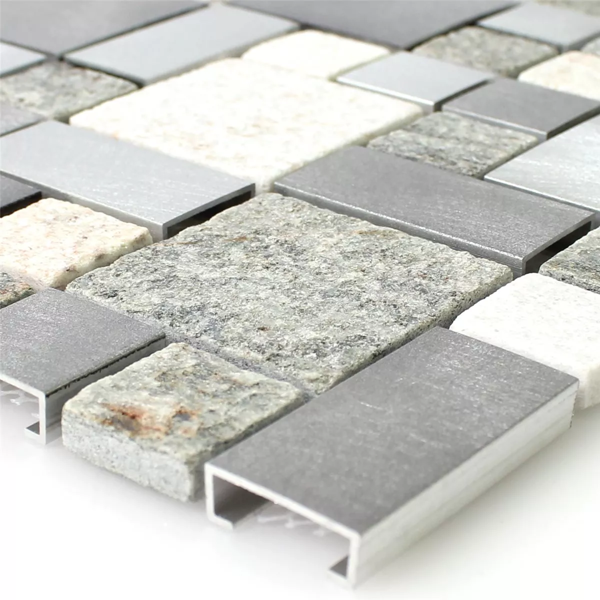 Natursten Kvartsit Aluminium Metall Mosaik Istanbul Silver Natursten Kvartsit Aluminium Metall Mosaik Istanbul Silver