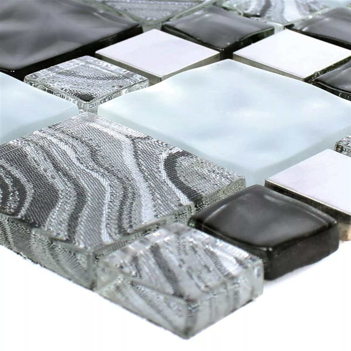 Glas Metall Rostfritt Stål Mosaik Zadar Grå Svart Glas Metall Rostfritt Stål Mosaik Zadar Grå Svart