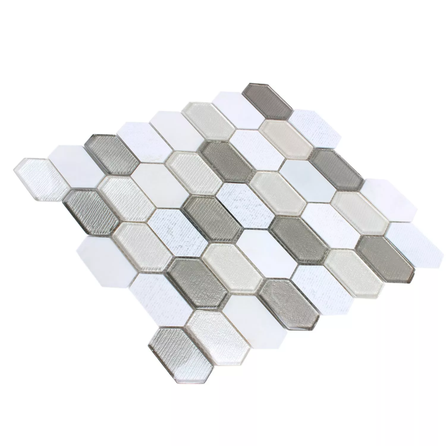 Mosaikfliesen Februata Hexagon Weiss Beige Grau