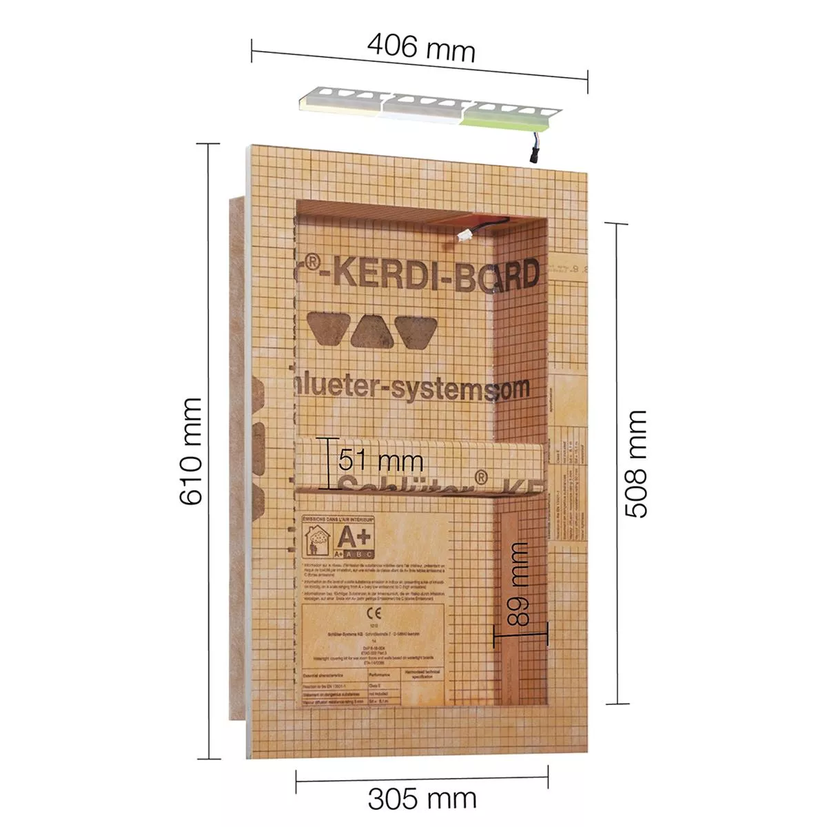 Schlüter Kerdi Board NLT Nischen Set LED-Beleuchtung Warmweiß 30,5x50,8x0,89 cm