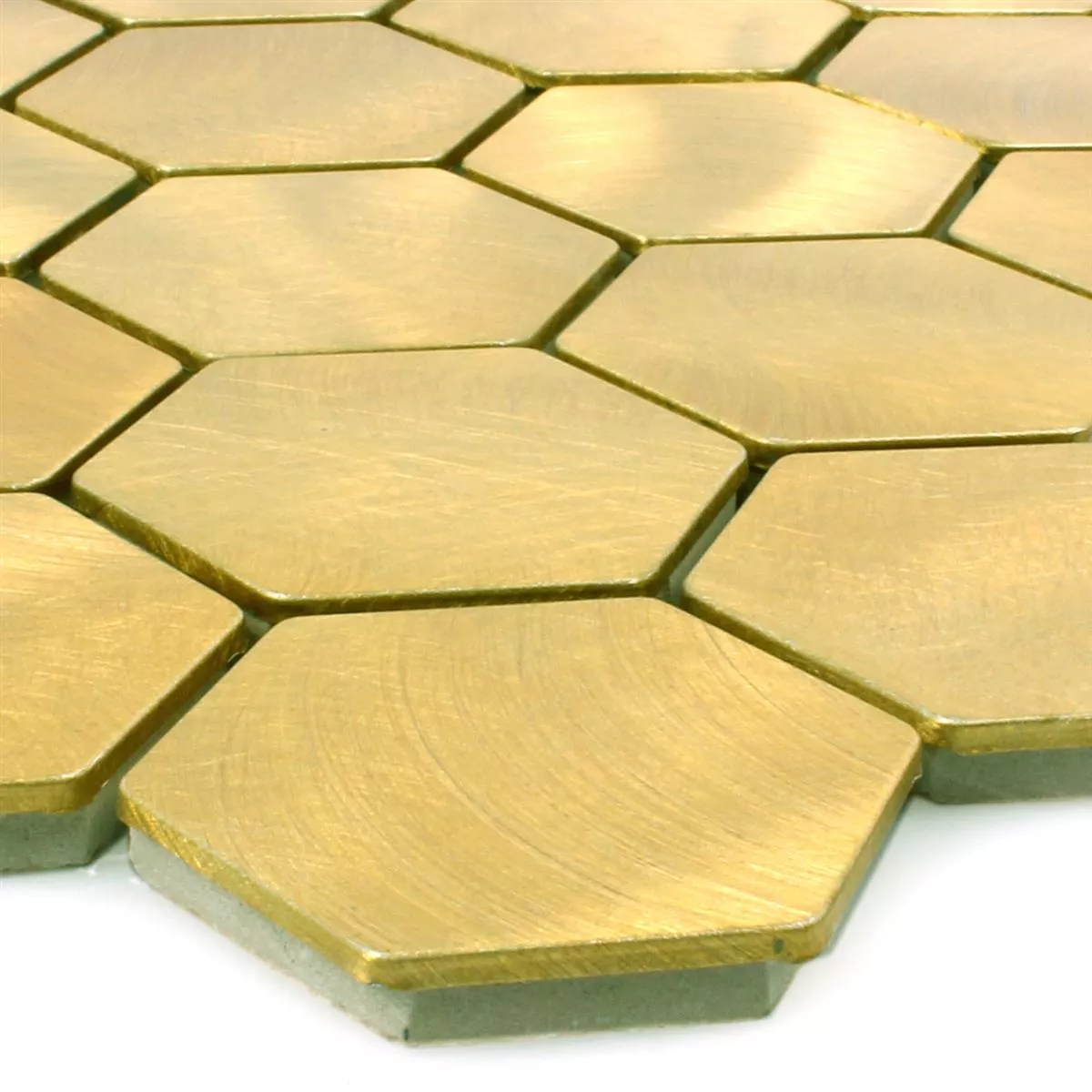 Mosaikfliesen Aluminium Manhatten Hexagon Gold