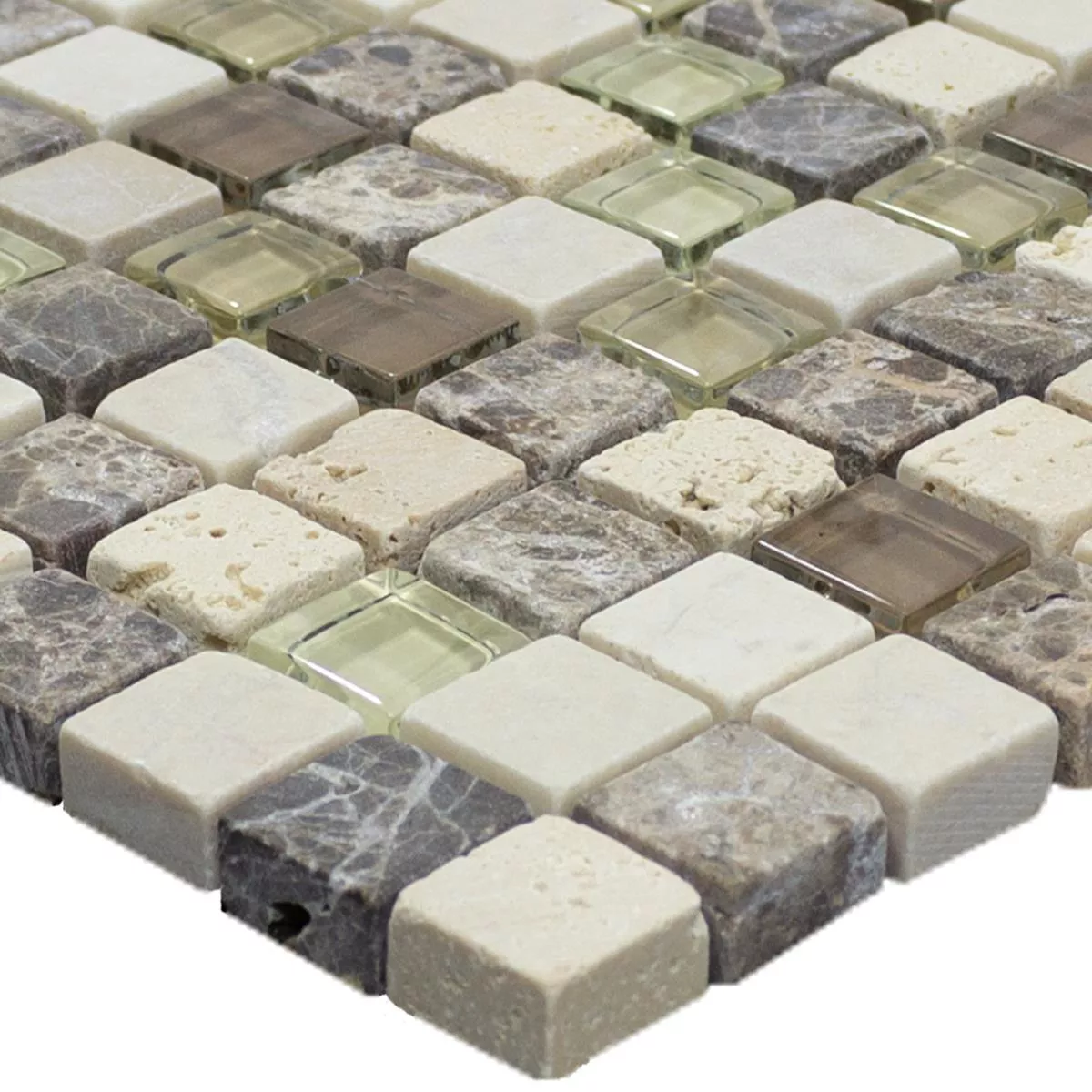 Glas Naturstein Mosaik Harbin Braun Beige