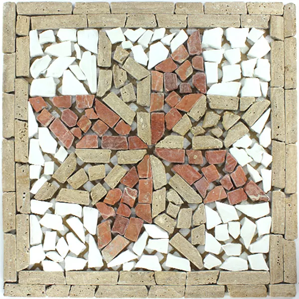 Marmor Rosone 33x33x8mm Brun Rosso Vit Marmor Rosone 33x33x8mm Brun Rosso Vit