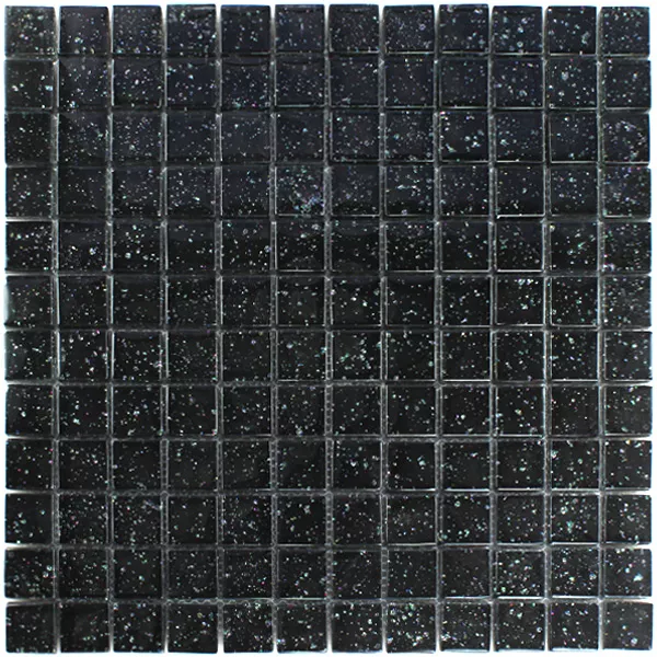 Glasmosaik Fliesen Nacht Schwarz Glitzer 23x23x8mm