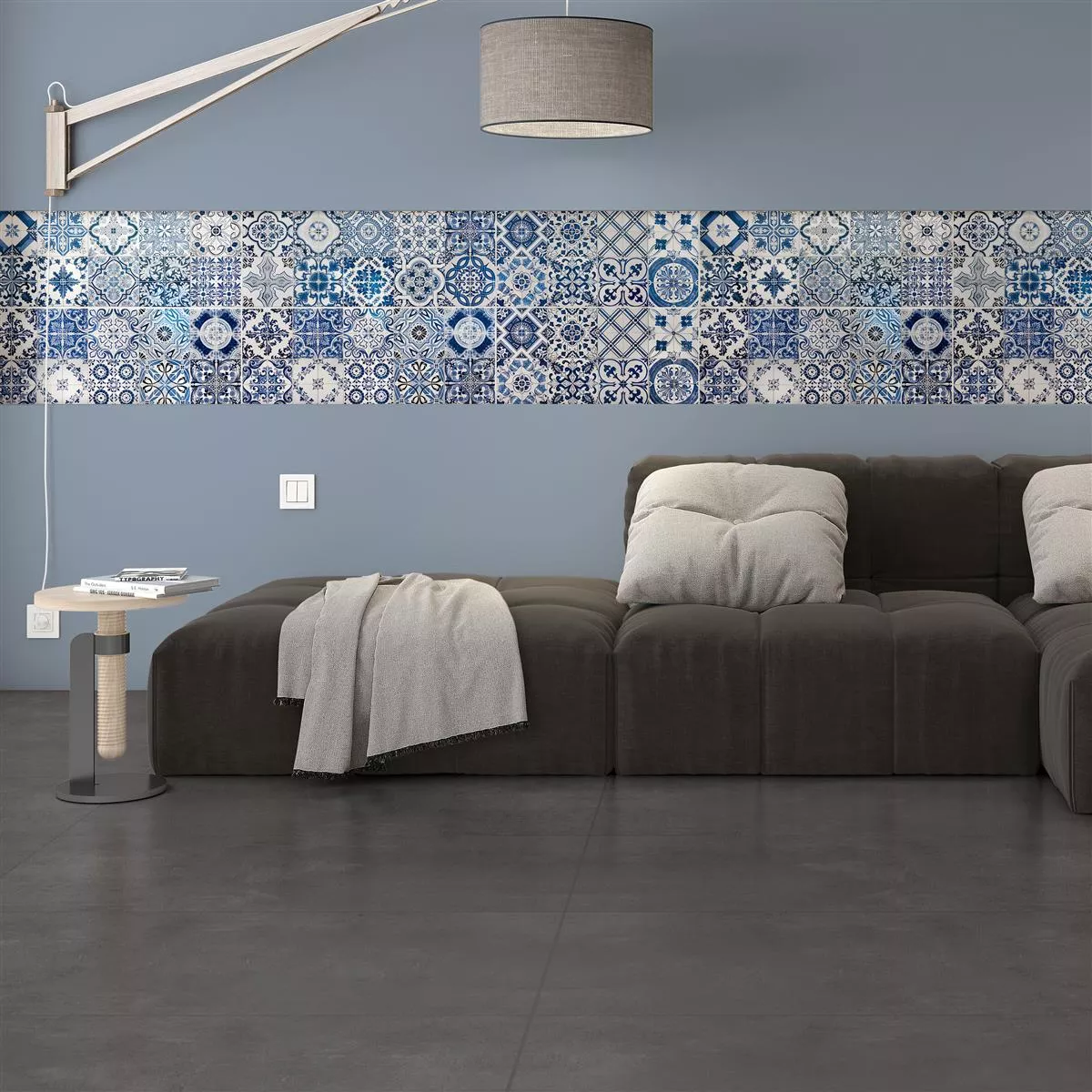 Muster von Bodenfliesen Assos Betonoptik R10/B Anthrazit 60x120cm