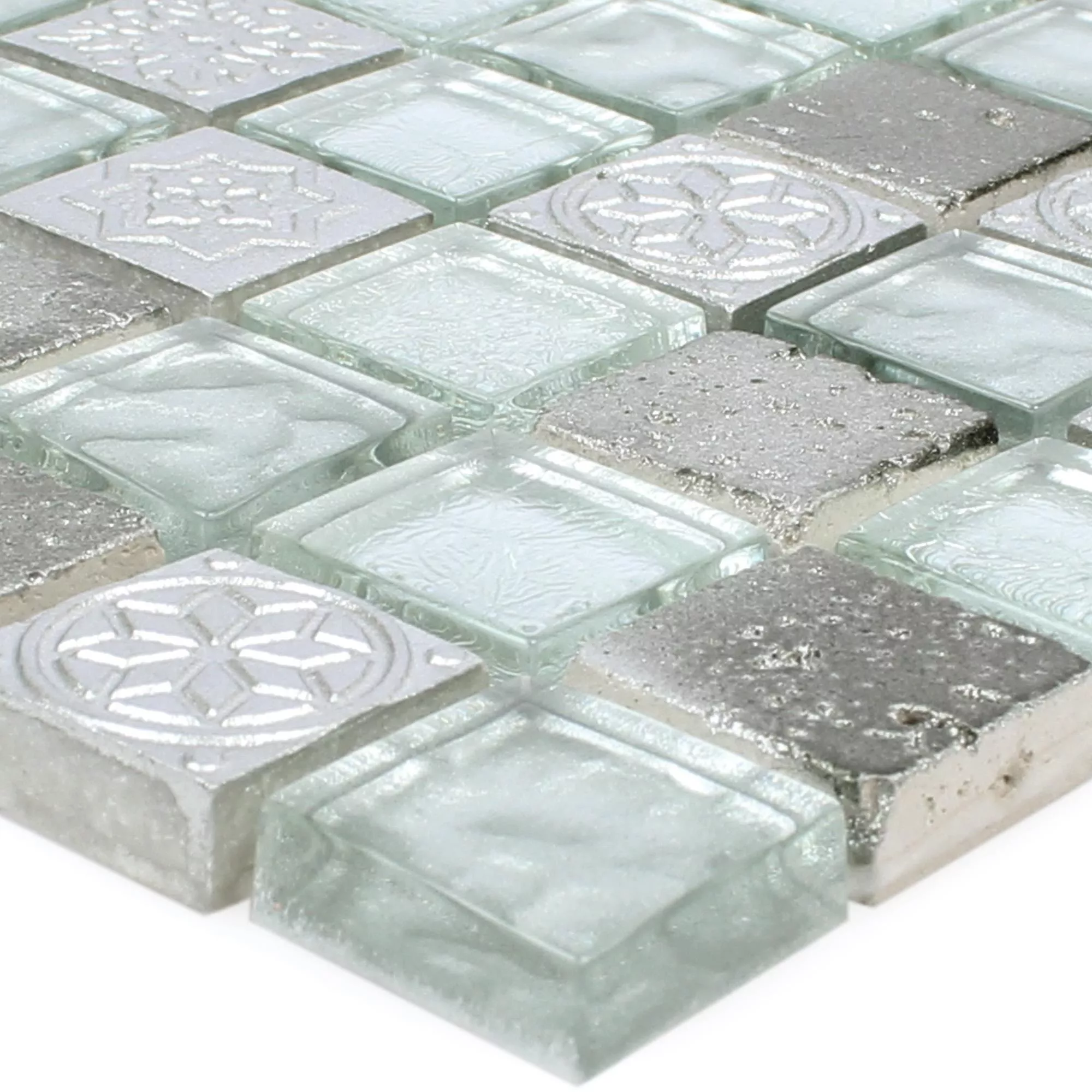 Mosaik Georgia Glas Natursten Mix Silver Mosaik Georgia Glas Natursten Mix Silver