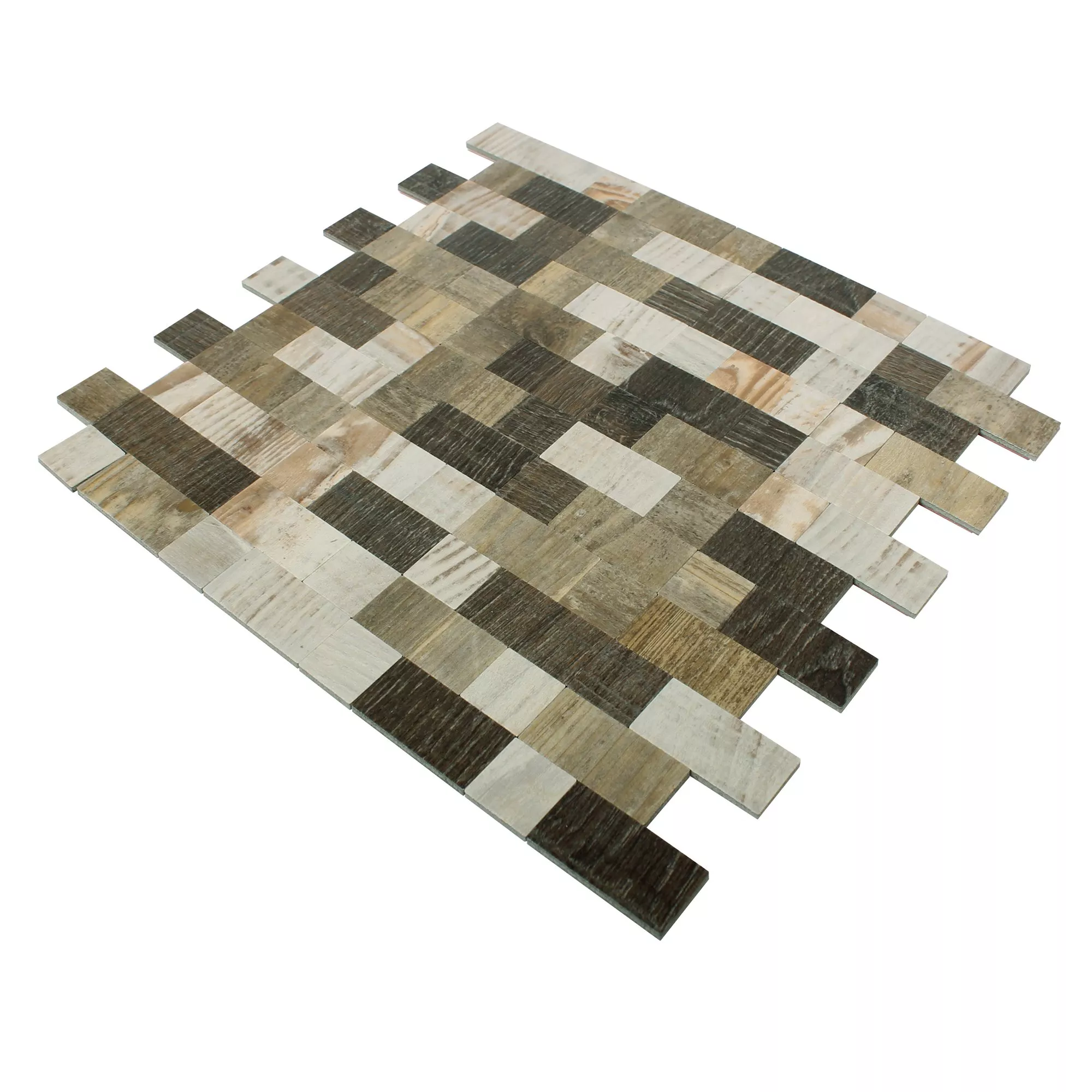 Mosaikfliesen Selbstklebend Holzoptik Arkansas Braun Beige