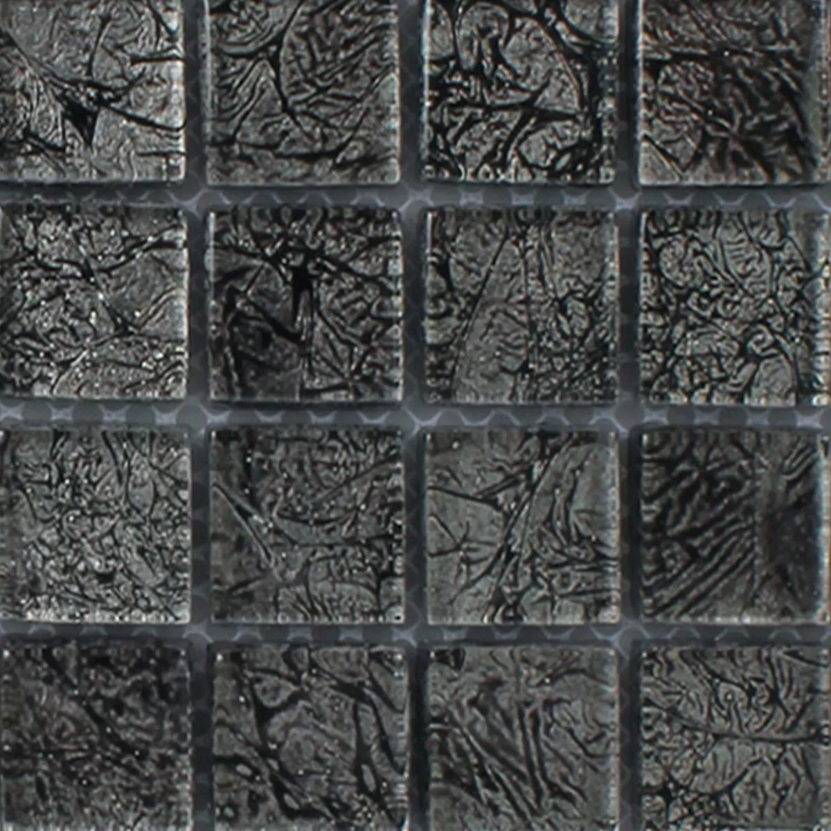 Muster von Mosaikfliesen Glas Kandila Schwarz 23x23x8mm