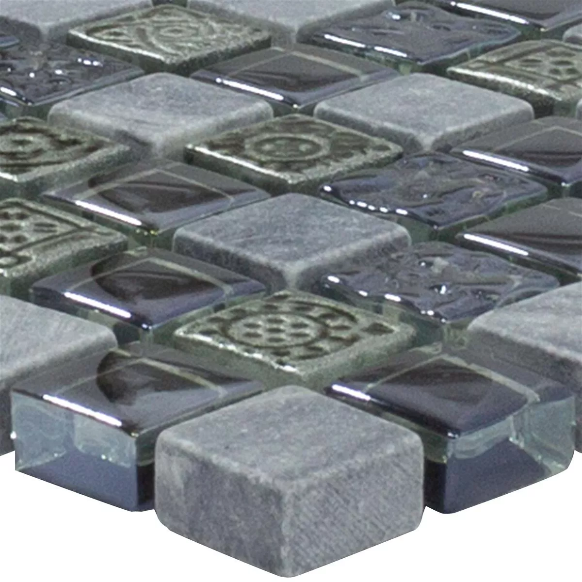 Glas Marmor Mosaik Champion Svart Grå Mix Glas Marmor Mosaik Champion Svart Grå Mix