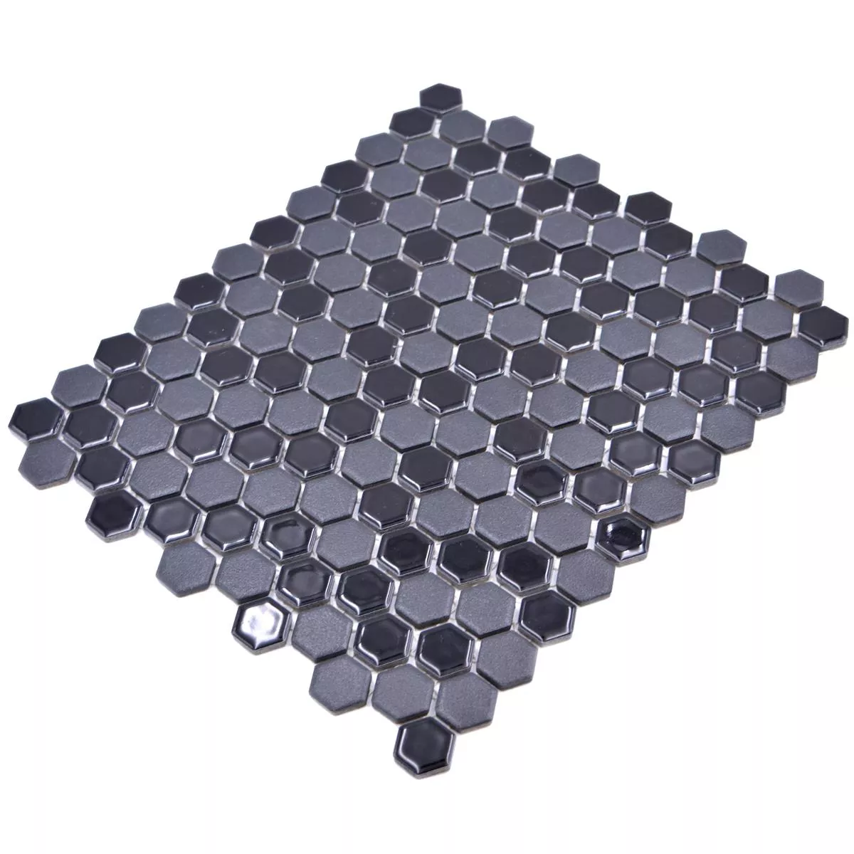 Keramikmosaik Tripolis Schwarz R10B Hexagon 23